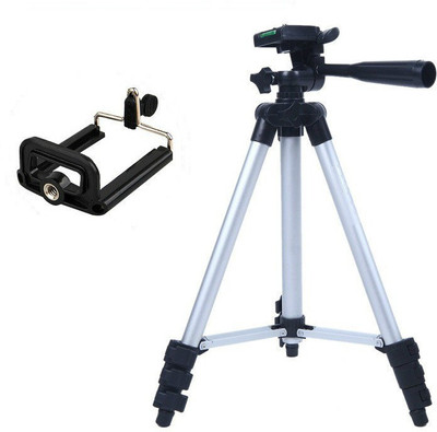 

99 Gems Adjustable 3 Way PAN Head Aluminum Extendable Camera & Smartphones -Tripod With Bag Tripod Kit(Black, Silver, Supports Up to 2000 g)