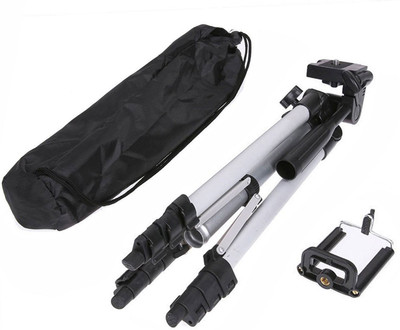 

BUY SURETY Tripod-3110 with mobile holder Portable Adjustable Aluminum Lightweight Camera Stand, Three-Dimensional Head & Quick Release Plate and mobile holder For Video Cameras and mobile Tripod(Silver & Black, Supports Up to 1500 g)