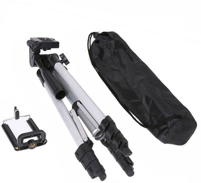 

casadomani Tripod-3110 with mobile holder Portable Adjustable Aluminum Lightweight Camera Stand, Three-Dimensional Head & Quick Release Plate and mobile holder For Video Cameras and mobile Tripod(Silver & Black, Supports Up to 1500 g)