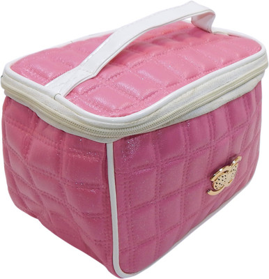 

RK Brands Pink Rexine Portable Designer Makeup, Travel, Dressing Organiser Vanity Box(Pink with White Lining)