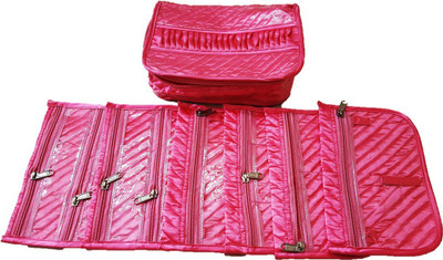 

FORE TREND Quilted Satin Jewellery Organizer Makeup Vanity Box(Pink)