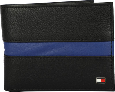 

Tommy Hilfiger Men Black Genuine Leather Wallet(10 Card Slots), Black/blue
