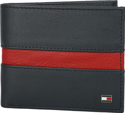 

Tommy Hilfiger Men Blue Genuine Leather Wallet(4 Card Slots), Navy/red