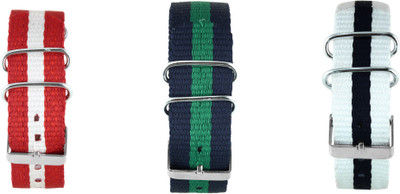 

WM Make Your Own Watch By WM- NATO Multicolored Straps (ONLY Straps)-MYOW COLLECTION myow-rw-bugreen-whb 22 mm Nylon Watch Strap(Multicolor)