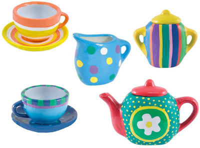 

Webby DIY Kitchen Ceramic Tea Set for Kids, 9 Pieces