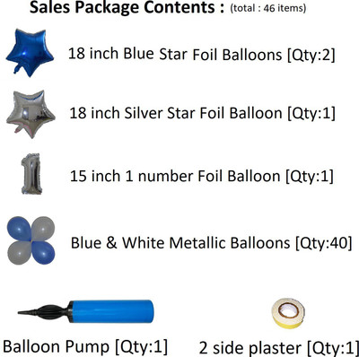 easypartystore Little Star Theme 1st Birthday Decoration kit for baby boys(Set of 46)