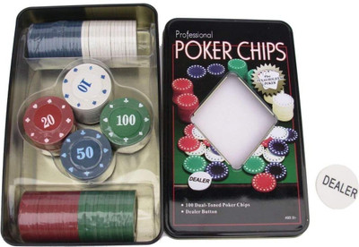 Assemble Poker Chips Set, Dice Style Poker Set Trademark Poker with 100 Chips Texas Poker, 1 Playing Cards, 6 dice(Multicolor)