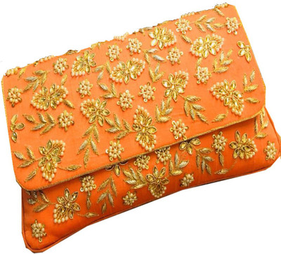 

Craftbazaar Party Orange Clutch