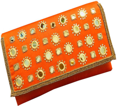 

Craftbazaar Party Orange Clutch
