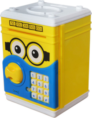 

Craftoy Electronic Piggy Bank ATM Password Lock Money Safe for Coins and Notes Collecting - Minion Character Coin Bank(Yellow)