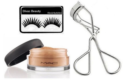 

divas beauty Eyelashes&Mac Face Loose Powder,Eyelashes Curler(Set of 3)