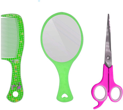 

BOXO Parlour Use Mirror And Hair Comb For Travel With Hair Cutting Scissor(Set of 3)