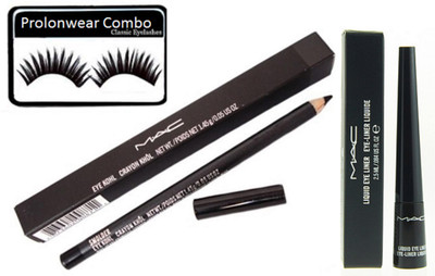 

Pro longwear combo Eyelashes&Mac Pencil kajal&Liquid Last Eyeliner(Set of 3)