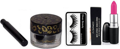 

divas beauty Eyelashes, MAC Long Lasting Balm Gel Eyeliner, New Lipstick Awesome Shade "Candy Yum-Yum" 3 gm(Set of 3)