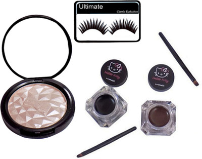 

Ultimate Eyelashes & Hello Kitty Two Balm Gel Eyeliner & Mac illuminator(Set of 3)