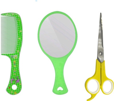 

BOXO Stylish Hair Comb With Mirror For Girls And Women With Hair Cutting Scissor(Set of 3)