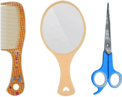 

BOXO Hair Comb With Mirror For Men With Hair Cutting Scissor,(Set of 3)