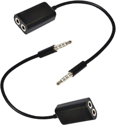 

ShopyBucket 3.5mm Metal Stereo Audio Male To 2 x 3.5mm Female Earphone Splitter Cable. Headphone Splitter (Black) (Pack of 2) VGA Cable(Compatible with Mobile, Laptop, Black)