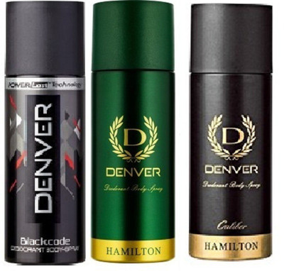 

Denver hamilton , black code and caliber Deodorant Spray - For Men(490 ml, Pack of 3)