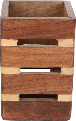 

Sunvi 1 Compartments Wooden Pen Holder(Brown)