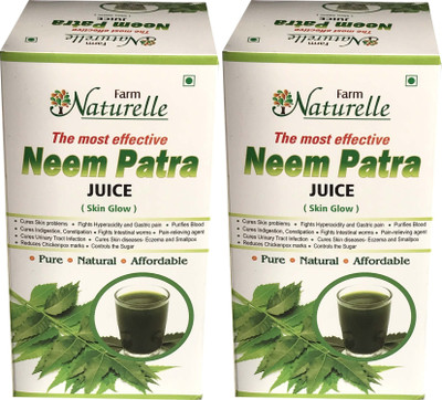 

Farm Naturelle (1+1 Free Neem Patra Juice)+ Free Raw Natural Forest Honey Worth 49/-, 2x400 ML-The Finest 800 ml Skin Care & Blood Cleaning Neem Juice Patra Ras Herbal(4 x 200 ml)
