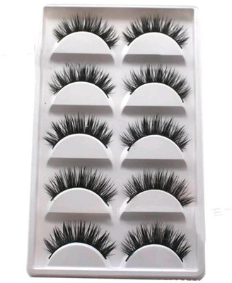 Osking Reusable False Eye Lashes Soft Thick Fake Cross Eye Lashes Extensions For Bridal Makeup Pack Of 5 Pairs(Pack of 5)