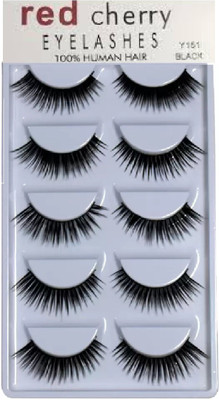 

sweetpea Redcherryy 5 Pair 100% humman hair Thick Long False Eyelashes(Pack of 5)