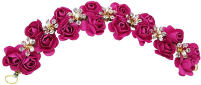 

Prime Juda Decoration Flower Accessories For Wedding, Hair Gajra Flowers Artificial, Pink Bun(Pink)