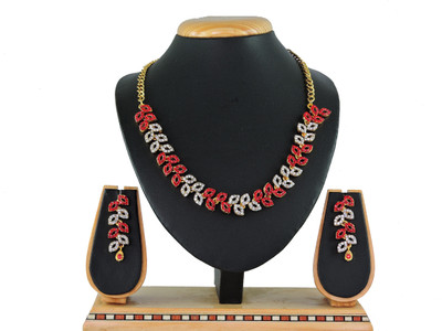 VATSALYA creation Alloy Gold-plated Red Jewellery Set(Pack of 1)