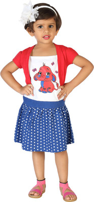 

Lil Orchids Girls Midi/Knee Length Casual Dress(Red, Cap Sleeve