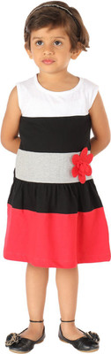 

Lil Orchids Girls Midi/Knee Length Casual Dress(Red, Sleeveless