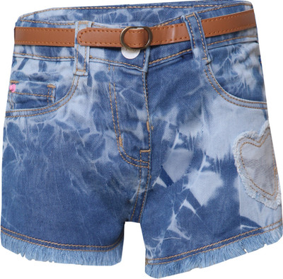 

Tales & Stories Short For Girls Casual Printed Denim(Blue, Pack of 1