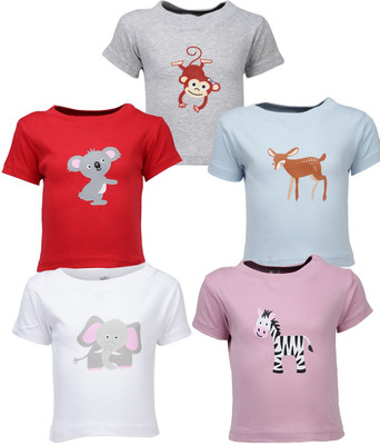 

Gkidz Boys Printed Cotton T Shirt(Multicolor, Pack of 5