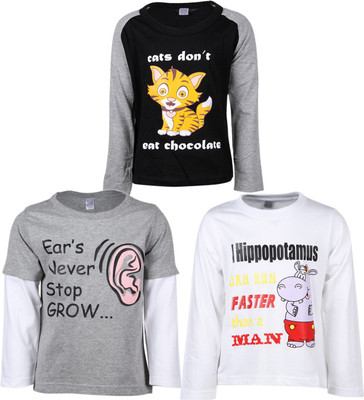 

Gkidz Boys Printed Cotton T Shirt(Multicolor, Pack of 3