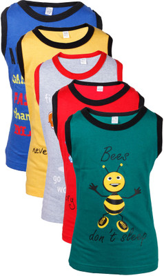 

Gkidz Boys Printed Cotton T Shirt(Multicolor, Pack of 5, Green