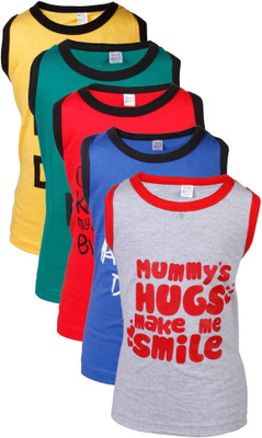 

Gkidz Boy's Printed Cotton T Shirt(Multicolor, Pack of 5, Red