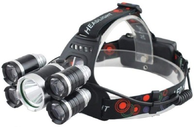 Protos India.Net BIG 5 LED Rechargable Weather Water Proof Head Lamp Flash Light LED Headlamp(Multicolor)