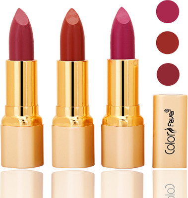 

Color Fever lipstick with Vitamin E, Enriched soft and smooth matte(mauve, dry orange, purple, 12 g)