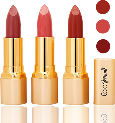

Color Fever lipstick with Vitamin E, Enriched soft and smooth 9 to 5 matte(mauve, peach, dry orange, 12 g)