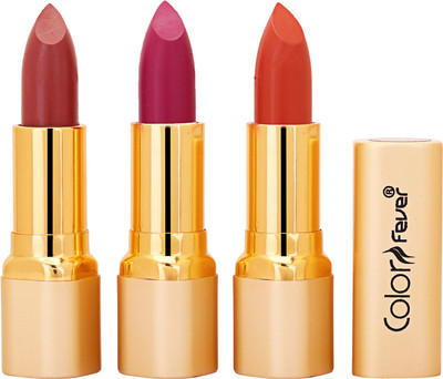 

Color Fever Non Transfer Premium Soft Matte Lipstick Set of 3 ( Mauve Purple Brick Orange Colors) 086(Multicolor)