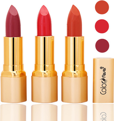 

Color Fever lipstick with Vitamin E, Enriched soft and smooth matte(mauve, red, brick orange, 12 g)