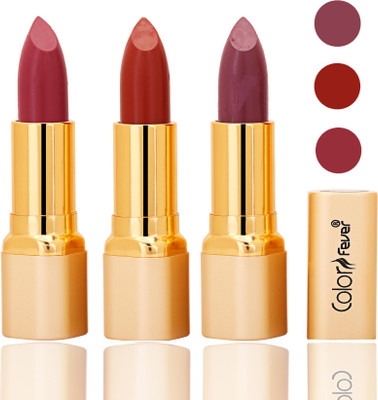 

Color Fever lipstick with Vitamin E, Enriched soft and smooth matte(mauve, dry orange, plum, 12 g)