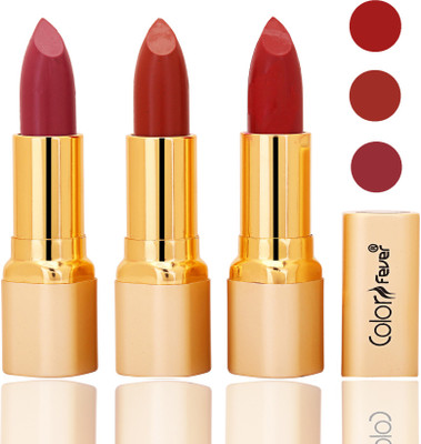 

Color Fever lipstick with Vitamin E, Enriched soft and smooth matte(mauve, dry orange, red, 12 g)