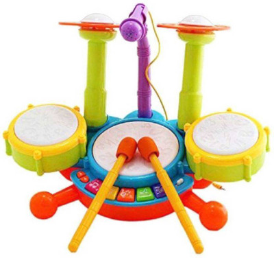 

Paradise Colorful Musical Jazz Drum Set with Mic, Drumstick and Flashing Lights Fun Beat orcestra Set for Kids(Multicolor)