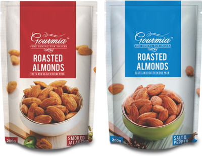 

Gourmia Combo of Roasted Almonds, Salt and Pepper + Smoked Jalapeno (Each 200g) Almonds(400 g, Pouch)