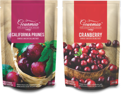 

Gourmia Combo of Dried California Prunes & Cranberry (Each 200g) Assorted Fruit(400 g, Pouch)