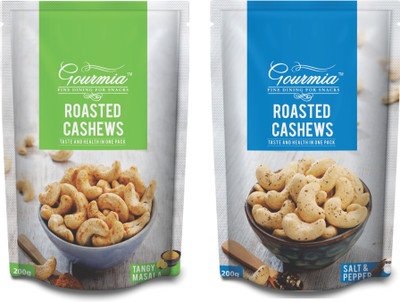 

Gourmia Combo of Roasted Cashews, Salt and Pepper + Tangy Masala (Each 200g) Cashews(400 g, Pouch)