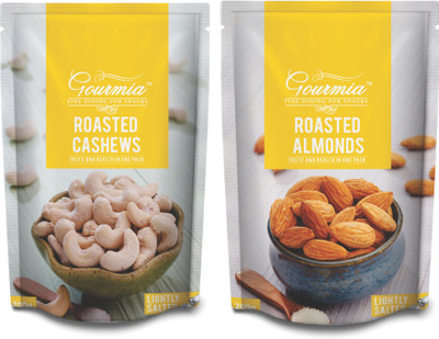 

Gourmia Combo of Roasted Lightly Salted Almonds + Cashews (Each 200g) Assorted Nuts(400 g, Pouch)
