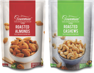 

Gourmia Combo of Roasted Almonds Smoked Jalapeno + Cashews Tangy Masala (Each 200g) Assorted Nuts(400 g, Pouch)