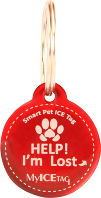 

myicetag RED_TAG Embellished Dog Collar Charm(Red, Round)